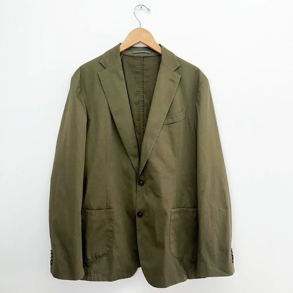 Moss 1851 Men’s Organic Cotton Blend Olive Green Tailored Ankle Pant Suit DIFFER